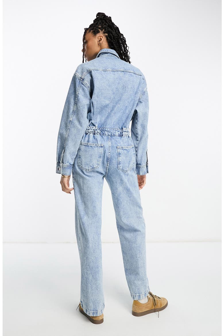 Long Sleeve Nonstretch Denim Jumpsuit, Alternate, color, LIGHT BLUE
