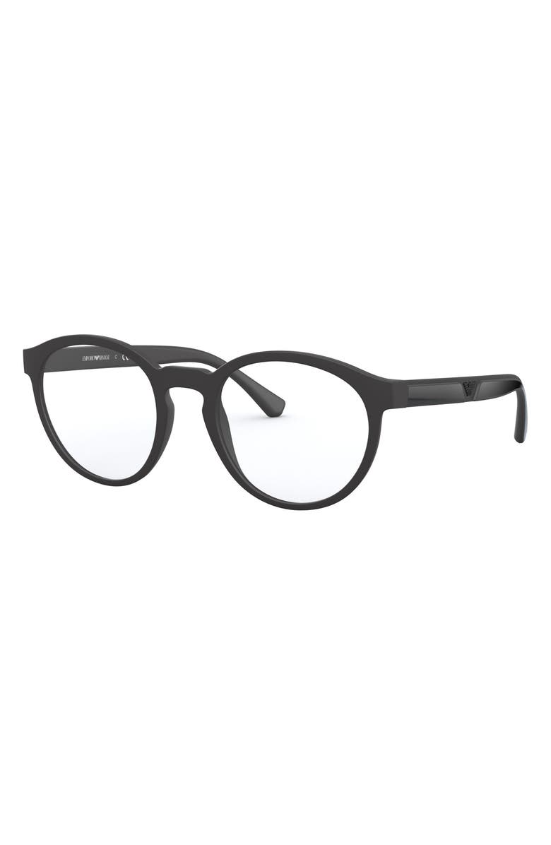 Emporio Armani Rectangular Optical Glasses, Alternate, color, Matte Black