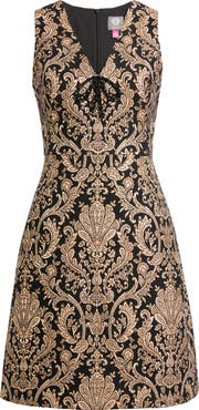 Vince Camuto Metallic Jacquard A-Line Dress with Hardware