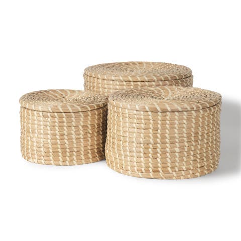 Kailini Set of Nesting Seagrass and Palm Leaf Boxes