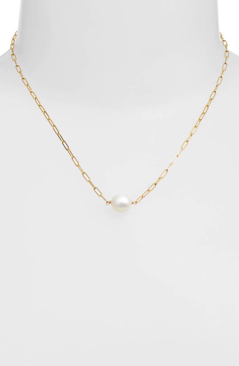 Poppy Finch Cultured Pearl Pendant Necklace, Alternate, color, Pearl/ 14K Yellow Gold