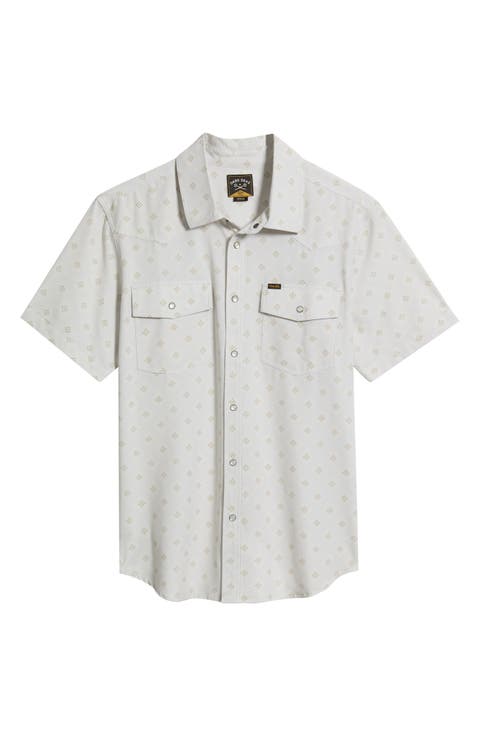 Barton UV Geo Print Short Sleeve Snap-Up Western Shirt