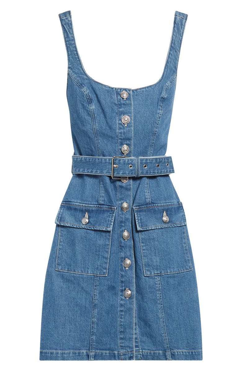 L'AGENCE Midy Belted Sleeveless Denim Minidress, Alternate, color, Tipton