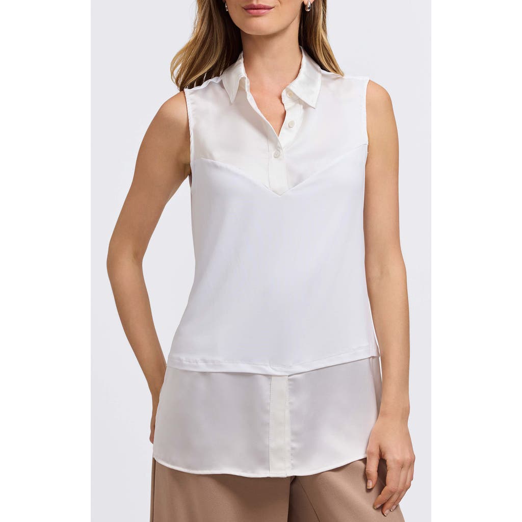 Foxcroft Sasha Sleeveless Mixed Media Shirt In Multi