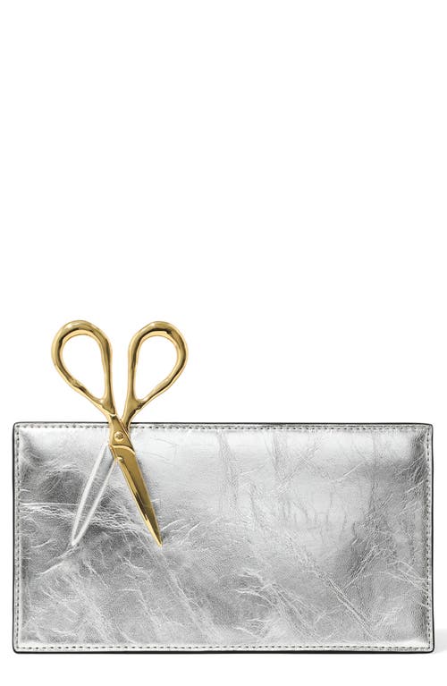 Alexis Bittar The Petite Scissor Leather Clutch In Silver