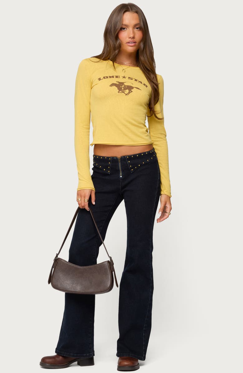 EDIKTED Lone Star Long Sleeve Graphic T-Shirt, Alternate, color, Yellow