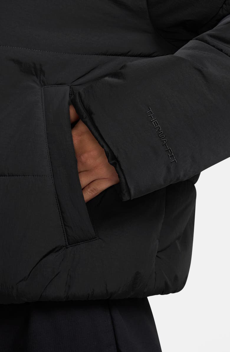 Nike Sportswear Therma-FIT Water Resistant Hooded Puffer Jacket, Alternate, color, Black/ White