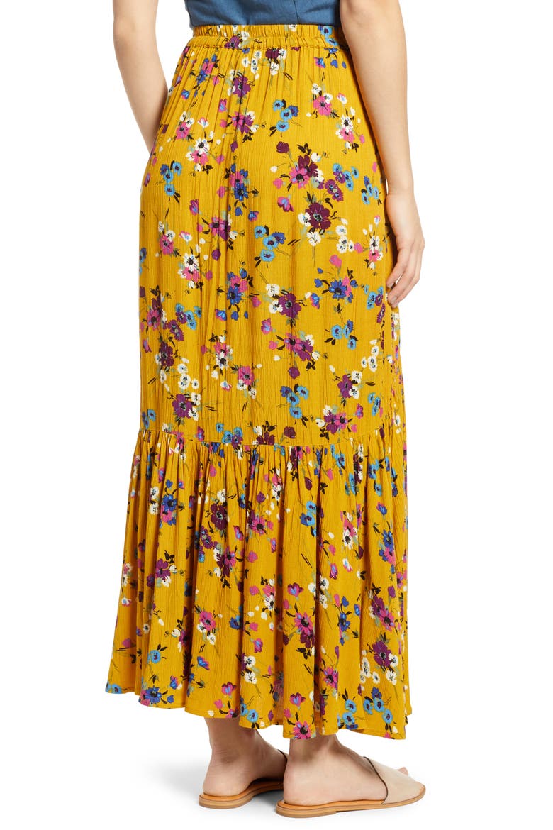 Marseille Button Front Maxi Skirt, Alternate, color, MUSTARD/ PLUM