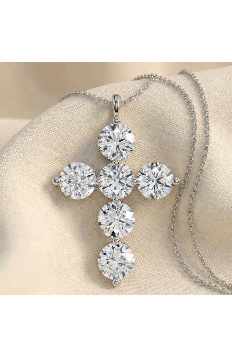 Bliss Diamond 6Ct Diamond Cross Pendant Lab Grown 18" Necklace, Alternate, color, White Gold