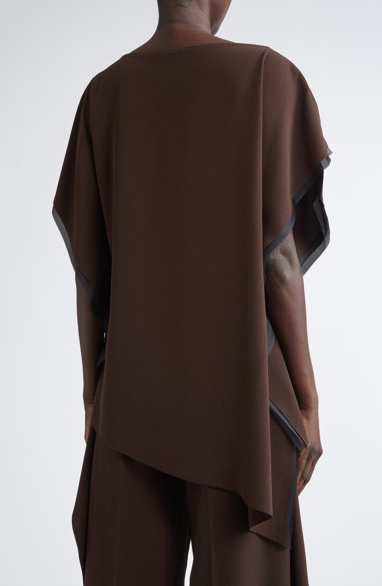 Jason Wu Collection Organza Trim Asymmetric Crepe Top, Alternate, color, Bark