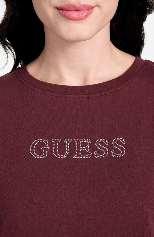 Guess Briana Embellished Logo T-shirt In Burgundy