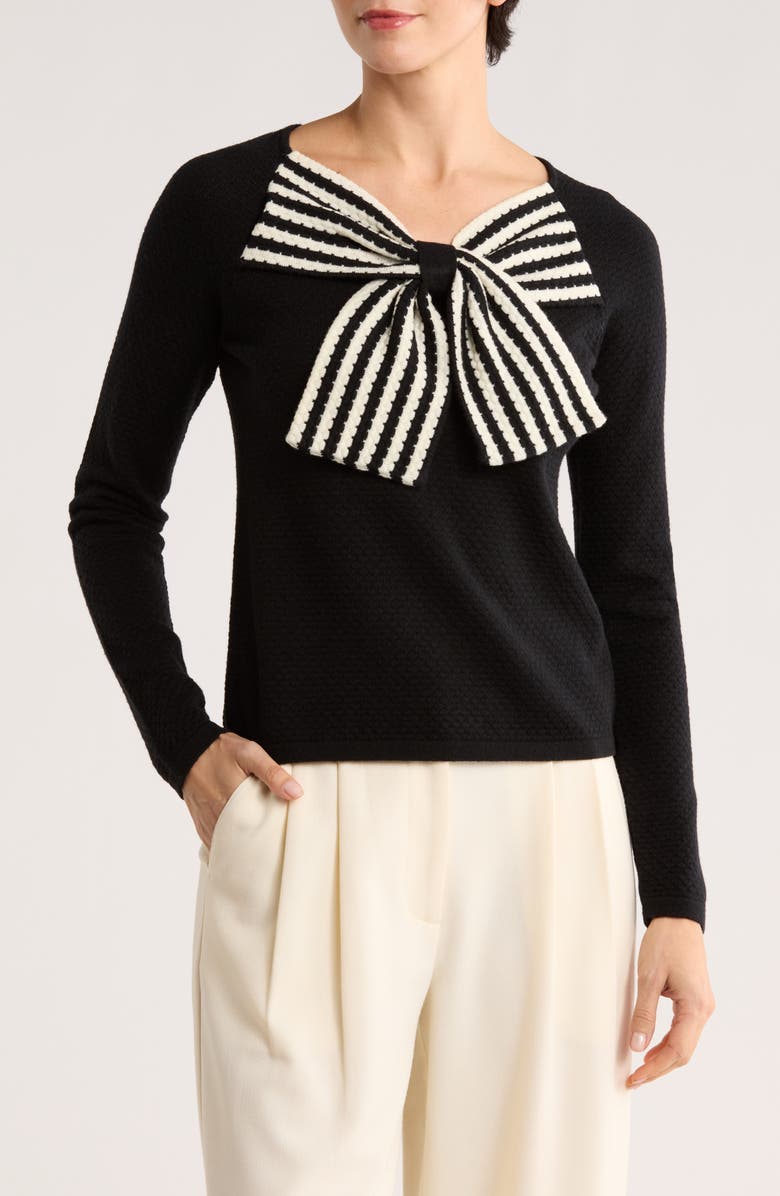 ELIE ELIE TAHARI Bow Front Sweater, Main, color, Black