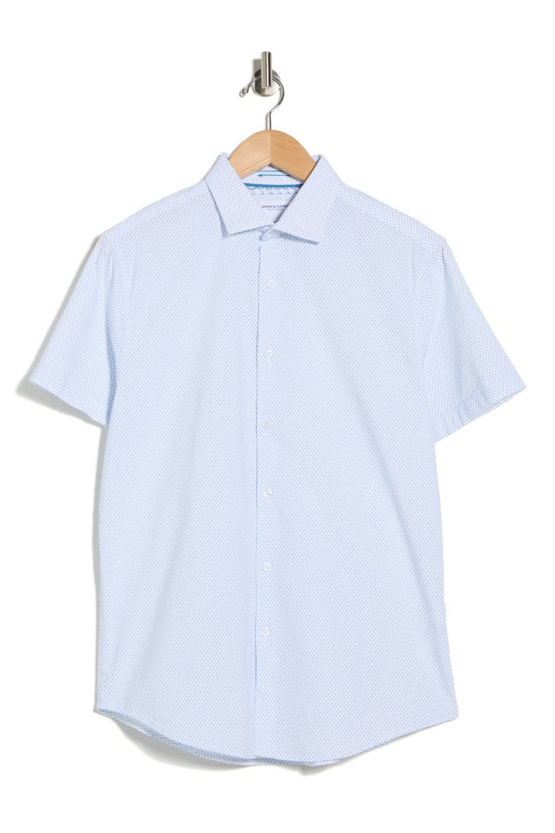 Pop Geometric Short Sleeve Button-Up Shirt, Alternate, color, WHITE