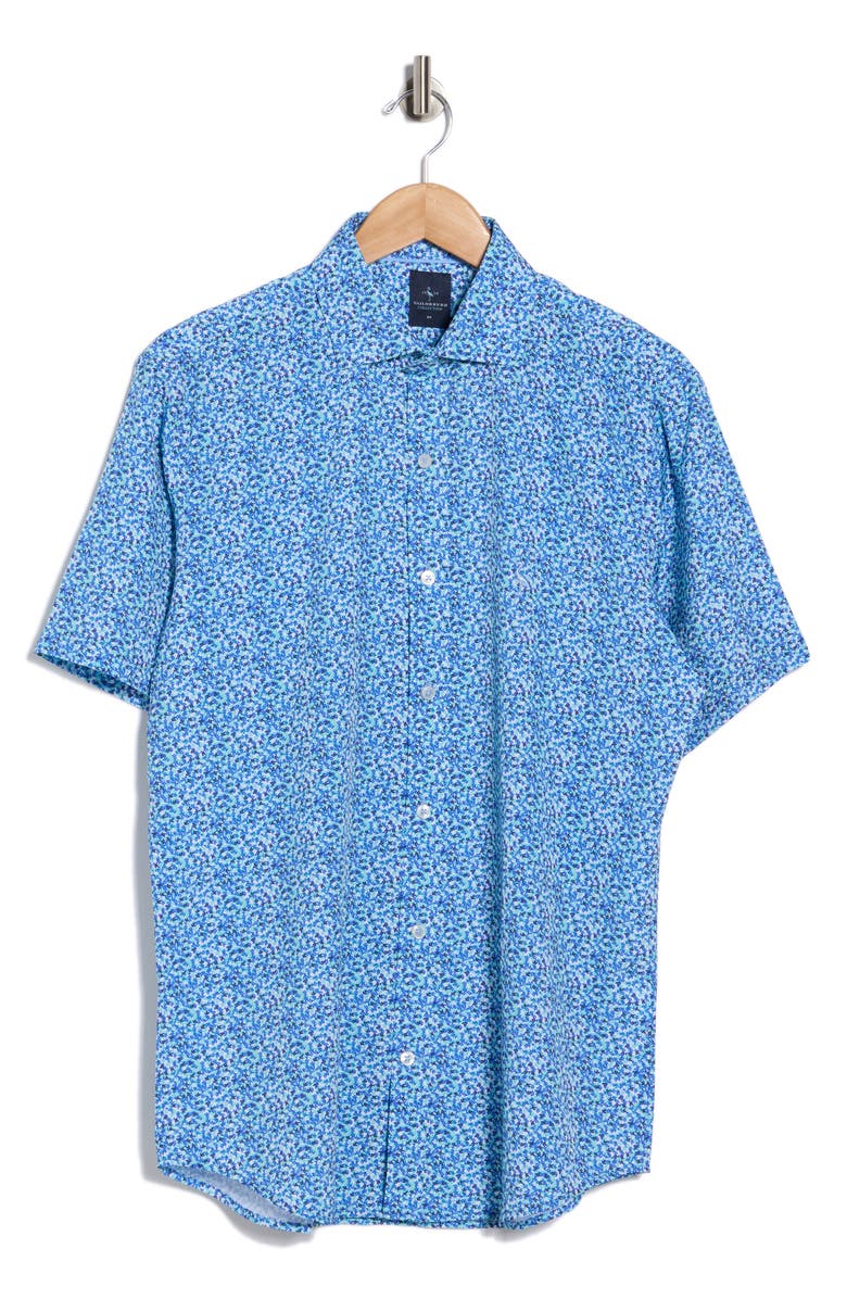 TailorByrd Swirling Floral Print Performance Short Sleeve Button-Up Shirt, Alternate, color, Spearmint