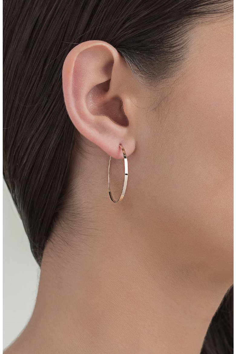 14K Gold Small Flat Magic Hoops, Alternate, color, WHITE GOLD