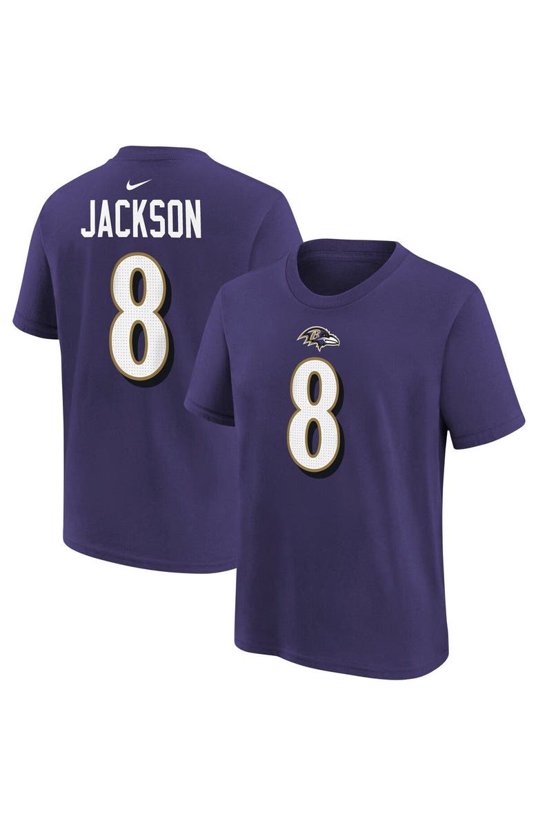 Nike Youth Nike Lamar Jackson Purple Baltimore Ravens Player Name & Number T-Shirt, Main, color, Purple