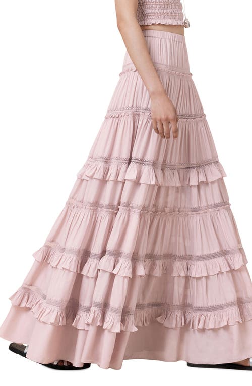 Allsaints Womens Mauve Pink Talia Tiered-hem Modal Maxi Skirt In Pink