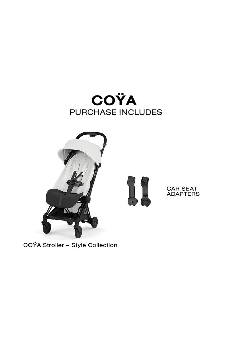 Coya Compact Lightweight Travel Stroller – Style Collection, Alternate, color, MATTE BLACK/ OFF WHITE