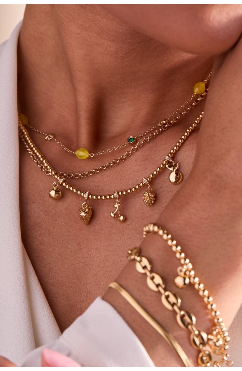 Alex and Ani Summer Fruits Charm Necklace, Alternate, color, Gold