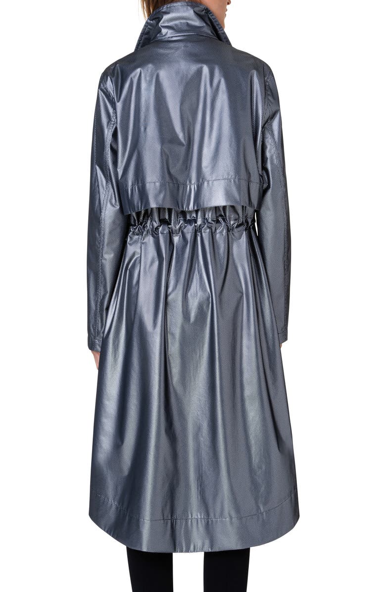 Akris punto Dot Pattern Water Repellent Trench Coat, Alternate, color, Black Silver
