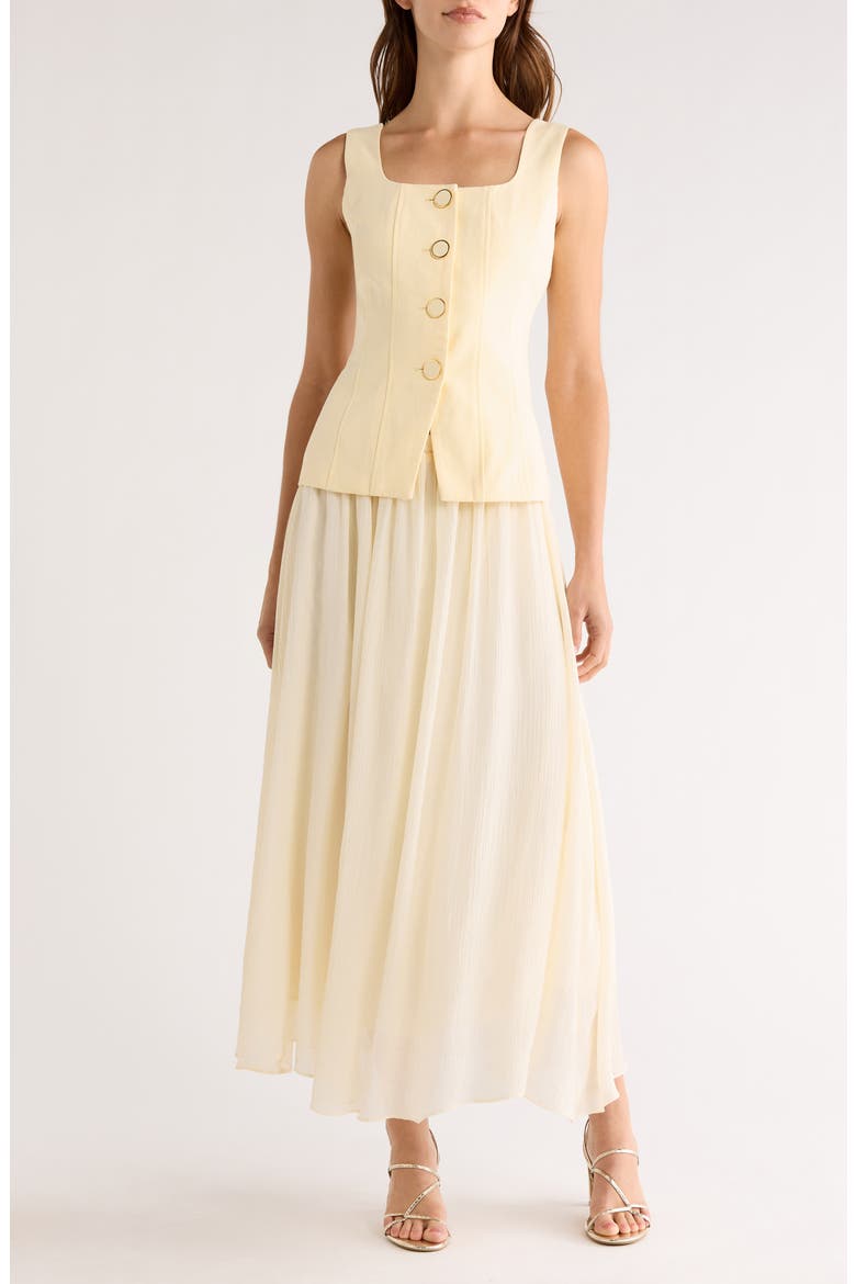Sleeveless Two-Piece Dress, Main, color, YELLOW/ IVORY