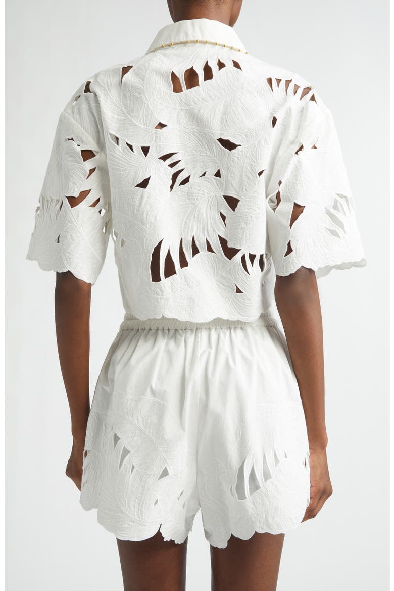 Mahon Embroidered Cotton Crop Shirt, Alternate, color, IVORY