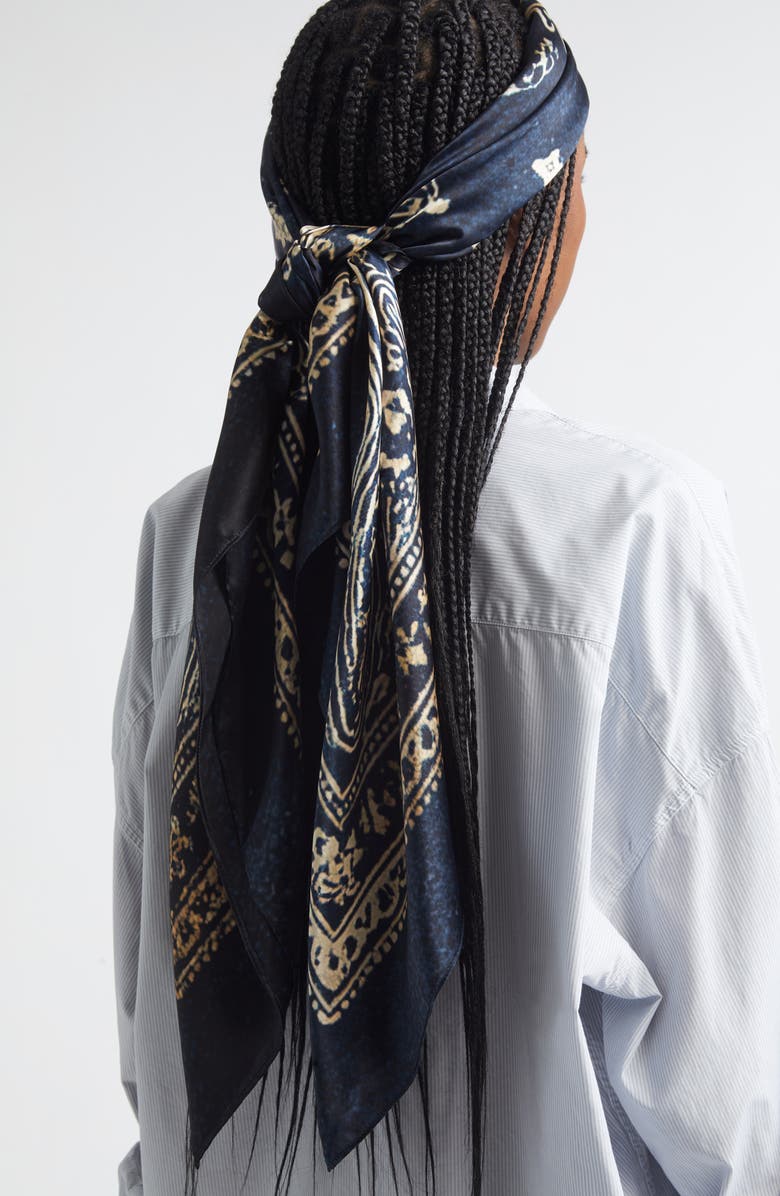 R13 Oversize Silk Bandana Scarf, Alternate, color, Blue Bandana