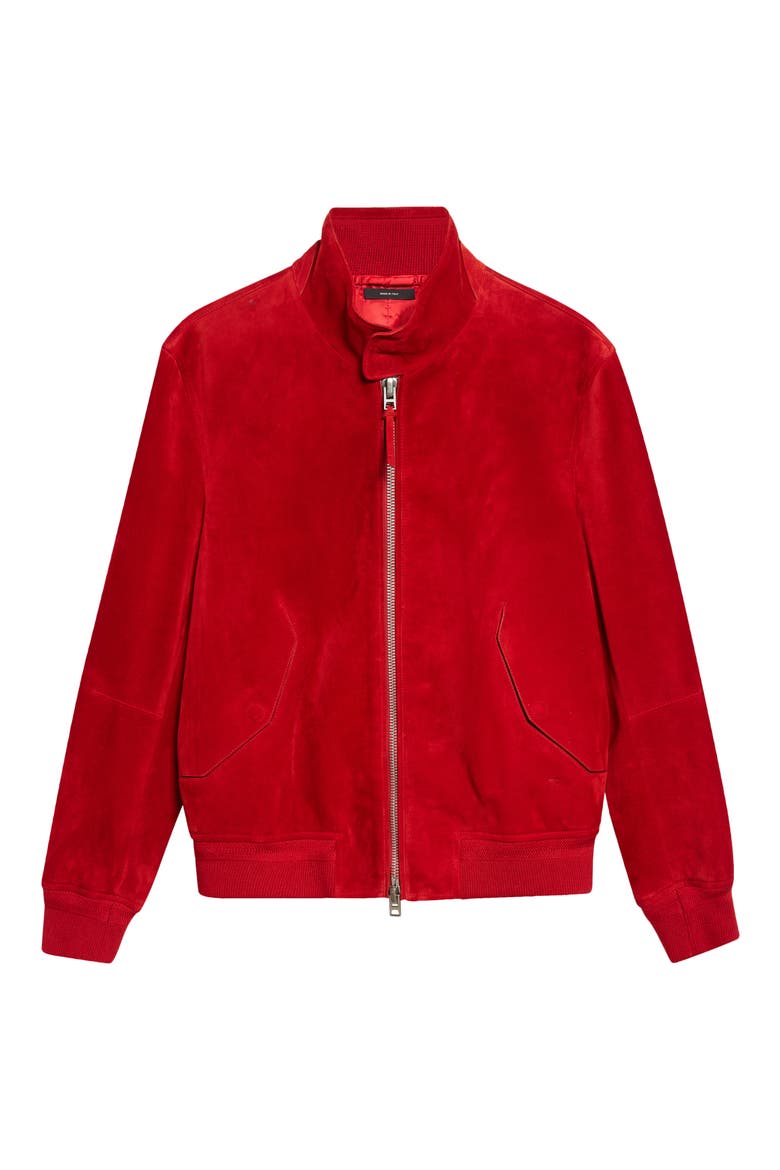 Suede Harrington Jacket, Main, color, RAI RUBINO