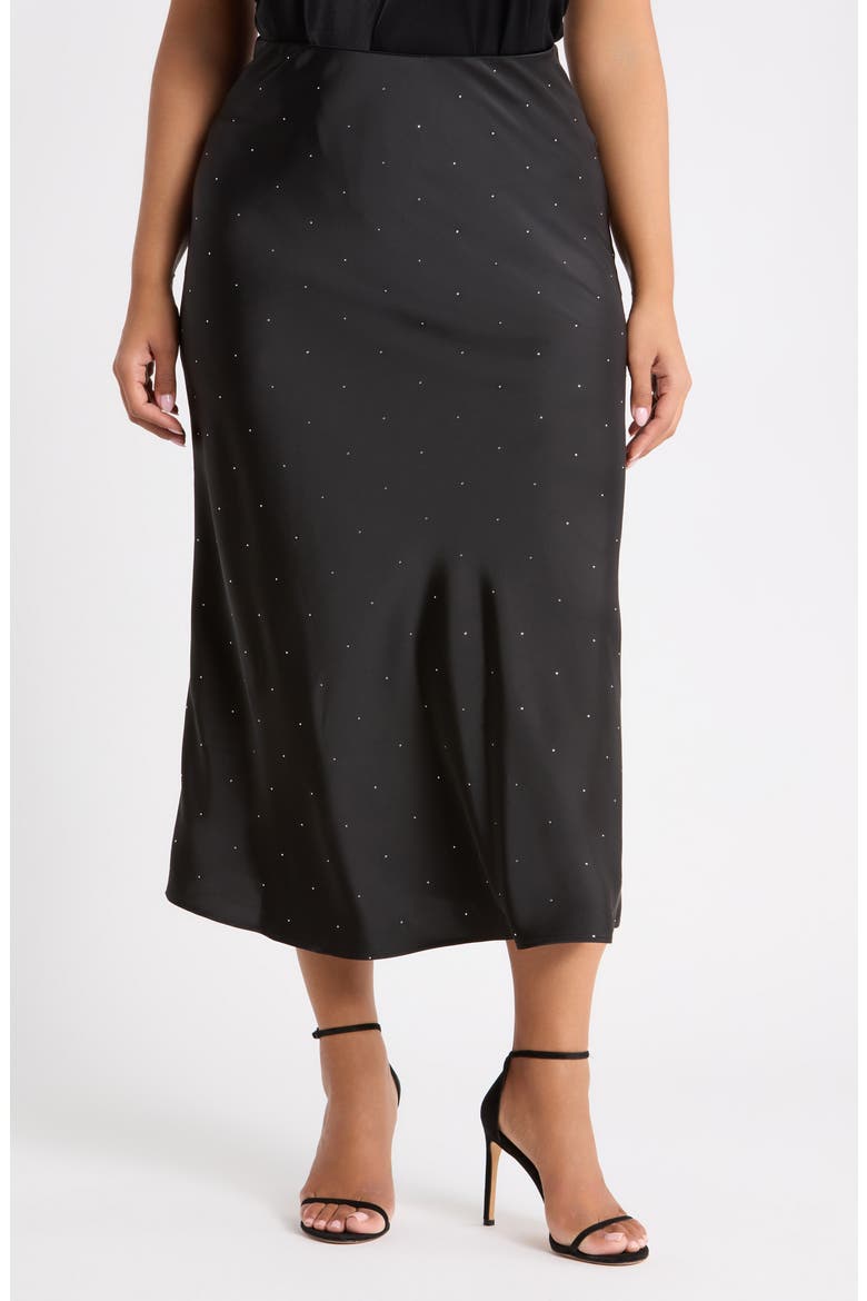Embellished Bias Flared Maxi Skirt, Main, color, ANNE BLACK