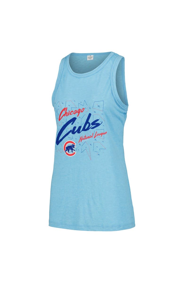 SOFT AS A GRAPE Women's Soft as a Grape Light Blue Chicago Cubs Gauze High Neck Tank Top, Alternate, color,
