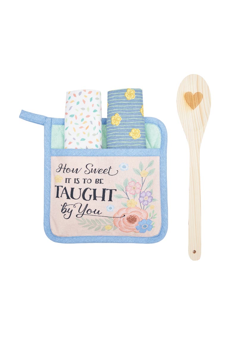 How Sweet It Is To Be Taught Potholder Gift Set, Main, color, Blue
