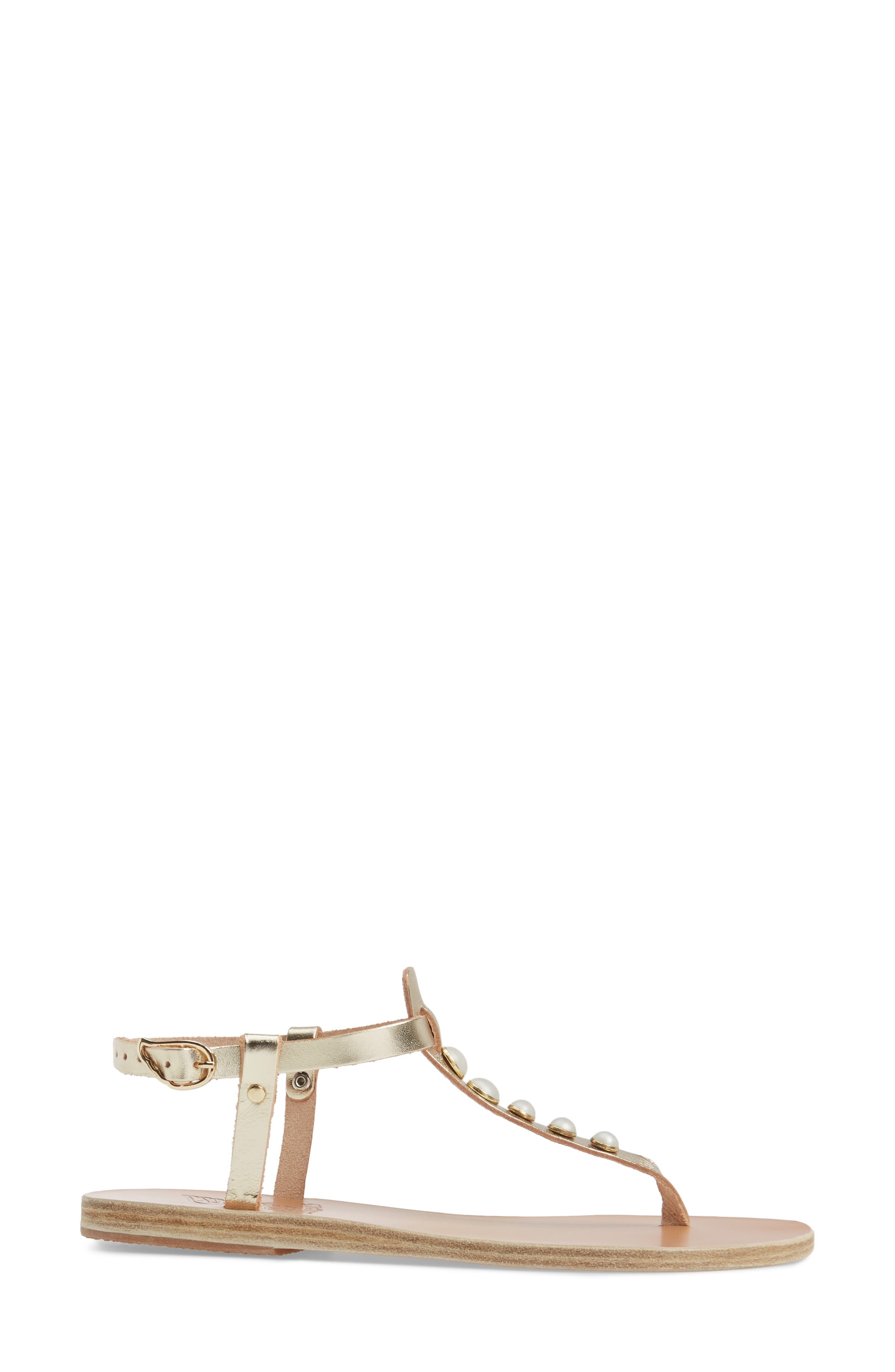 Ancient Greek Sandals Lito Imitation Pearl Embellished T-Strap Sandal, Alternate, color, 