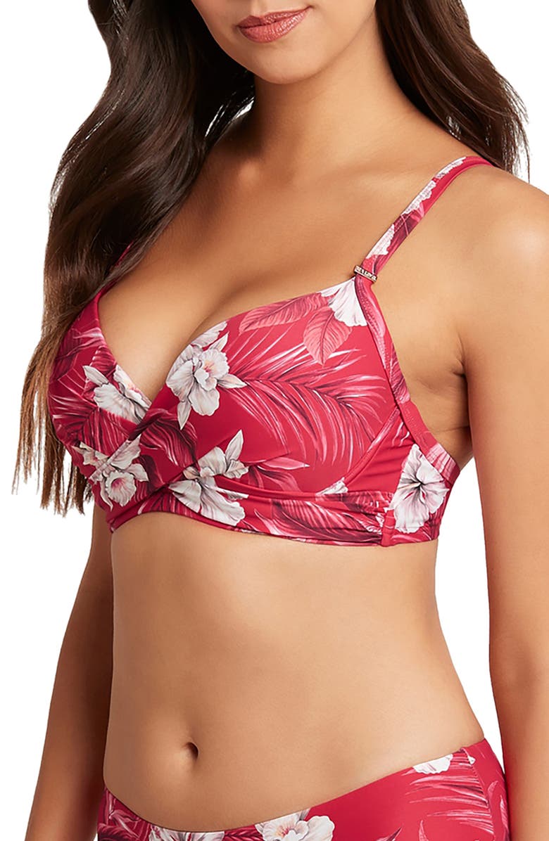 Sea Level Cross Front Floral Molded Bikini Top, Alternate, color, 