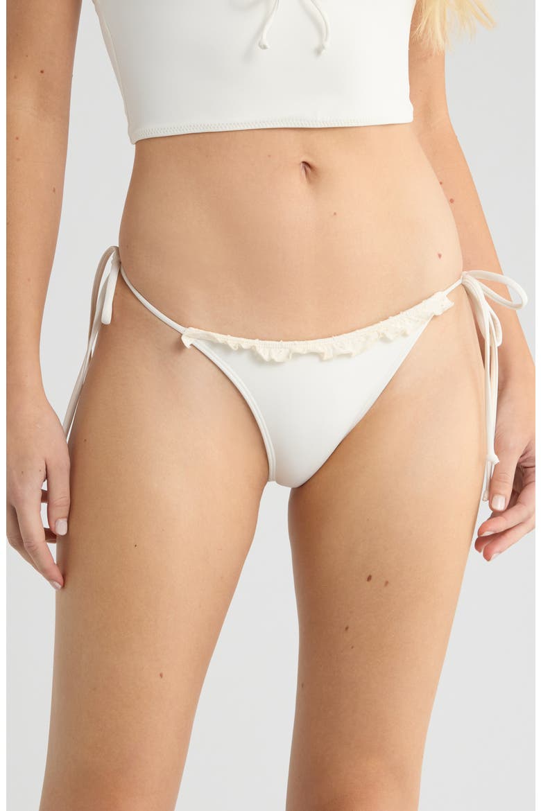 Sakura Ruffle Fixed Bow Bikini Bottoms, Main, color, GARDENIA