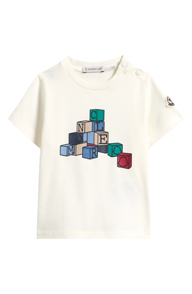 Moncler Kids
 Logo Patch Graphic T-Shirt, Main, color, White