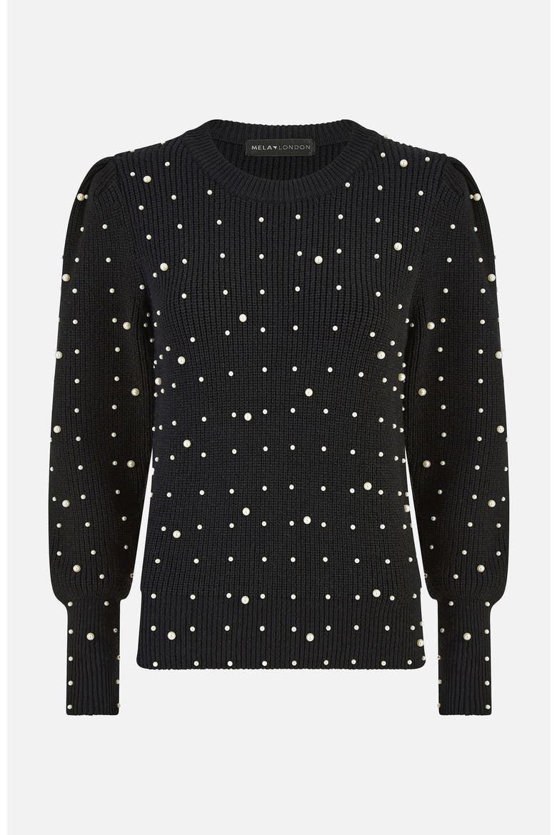 All Over Bead Knitted Jumper, Alternate, color, Black