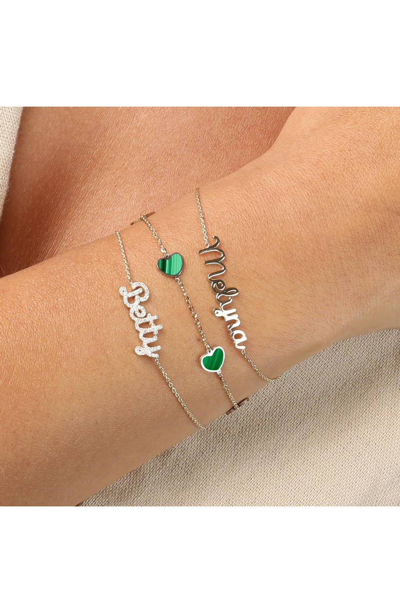 The Lovery Fine Jewelry Malachite Heart Station Bracelet, Alternate, color, Malachite