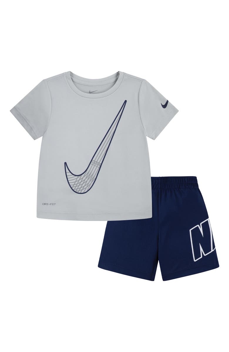 Nike Kids' Dri-FIT Graphic T-Shirt & Shorts Set, Main, color, Blue Void/ White