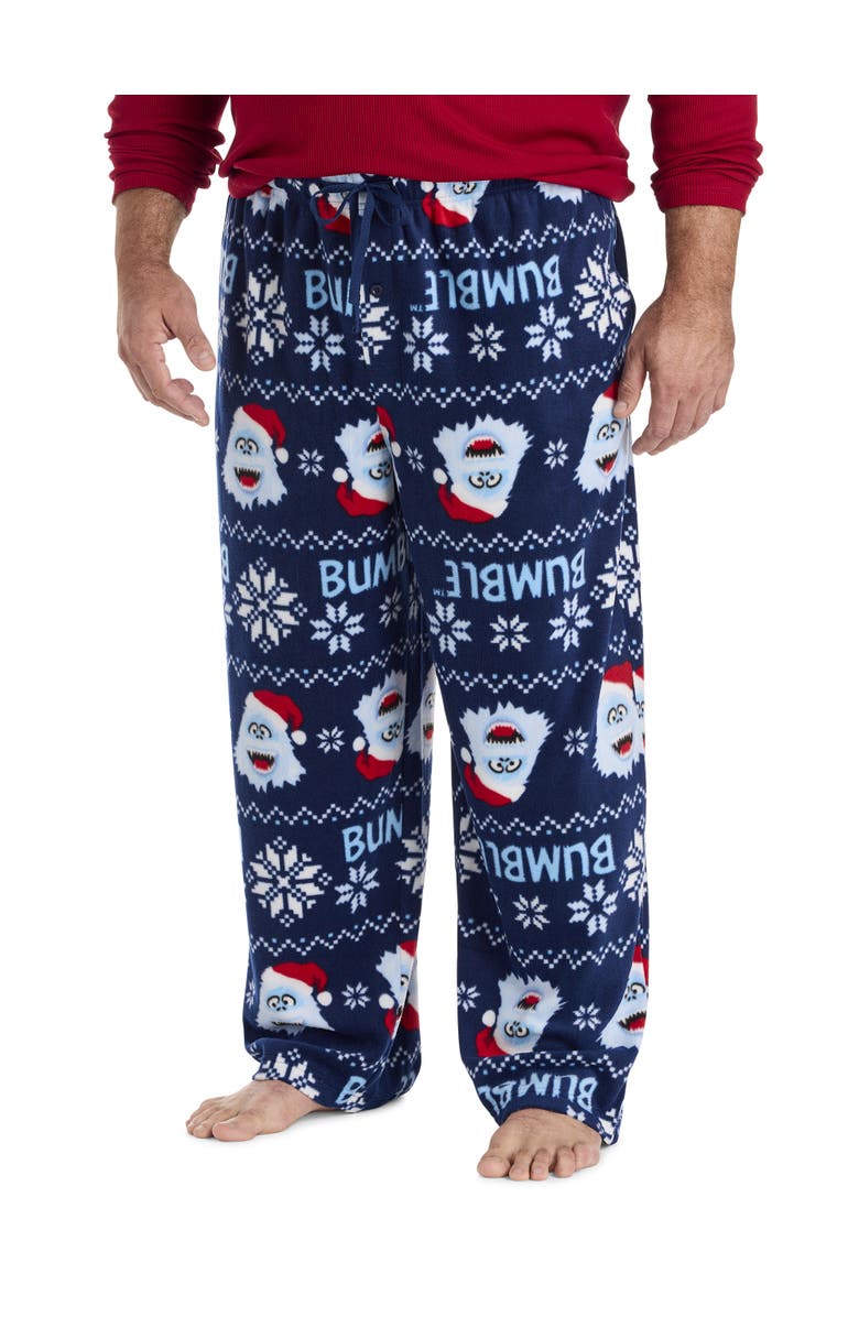 Mitchell & Ness Big & Tall MJC Bumble FairIsle Fleece Lounge Pants, Main, color, Navy