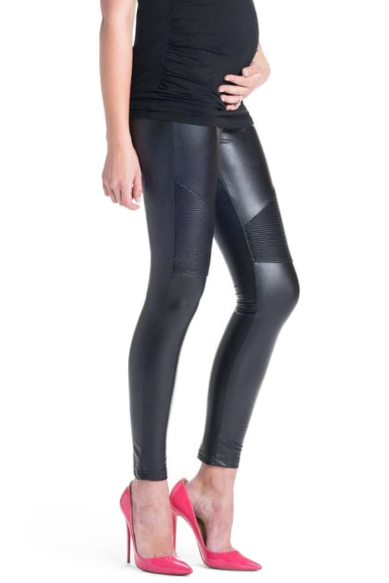 Rockstar Mamacita Maternity Moto Leggings, Alternate, color, BLACK