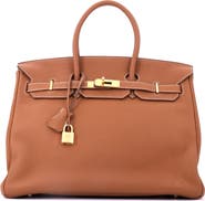 Pre-Owned Hermes Birkin Handbag Brown Togo with Gold Hardware 35