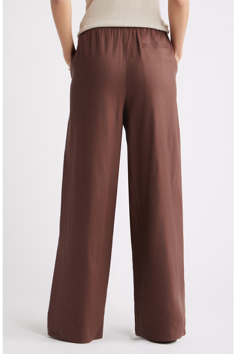 Linen Blend Drawstring Pants, Alternate, color, BROWN ROAST
