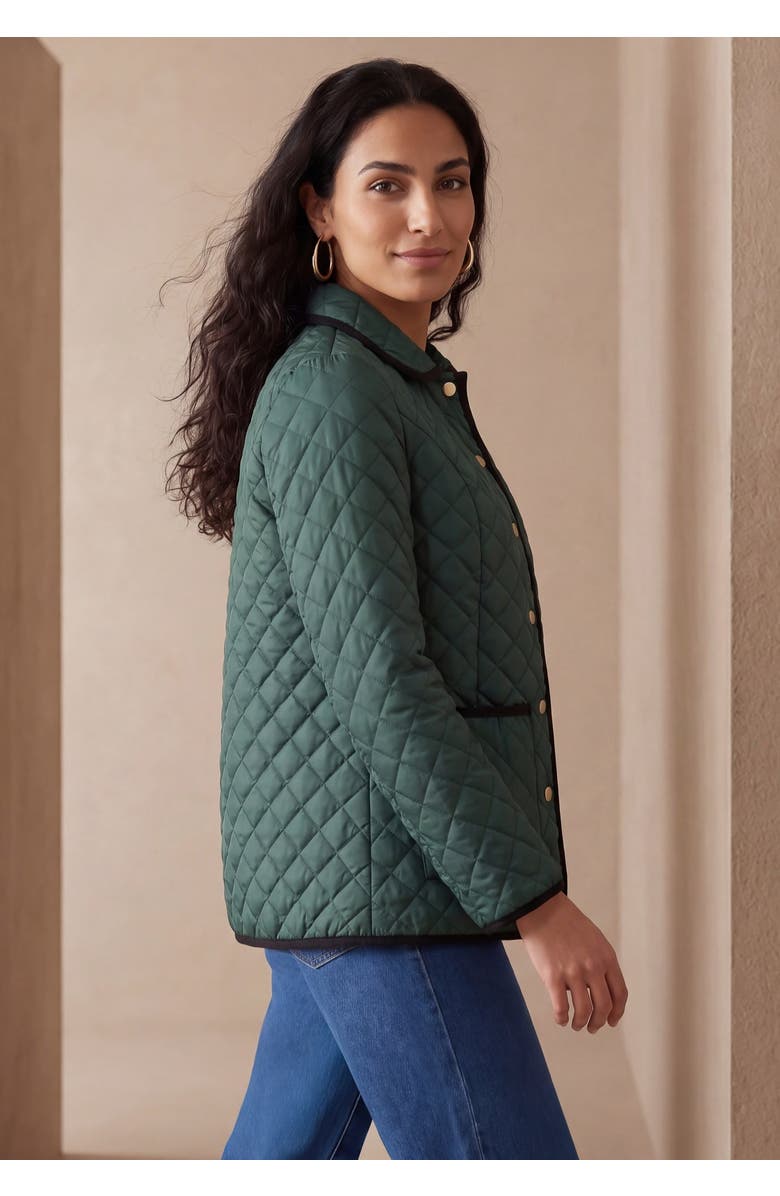 Jessica London Snap-Front Quilted Coat, Alternate, color, Emerald Green