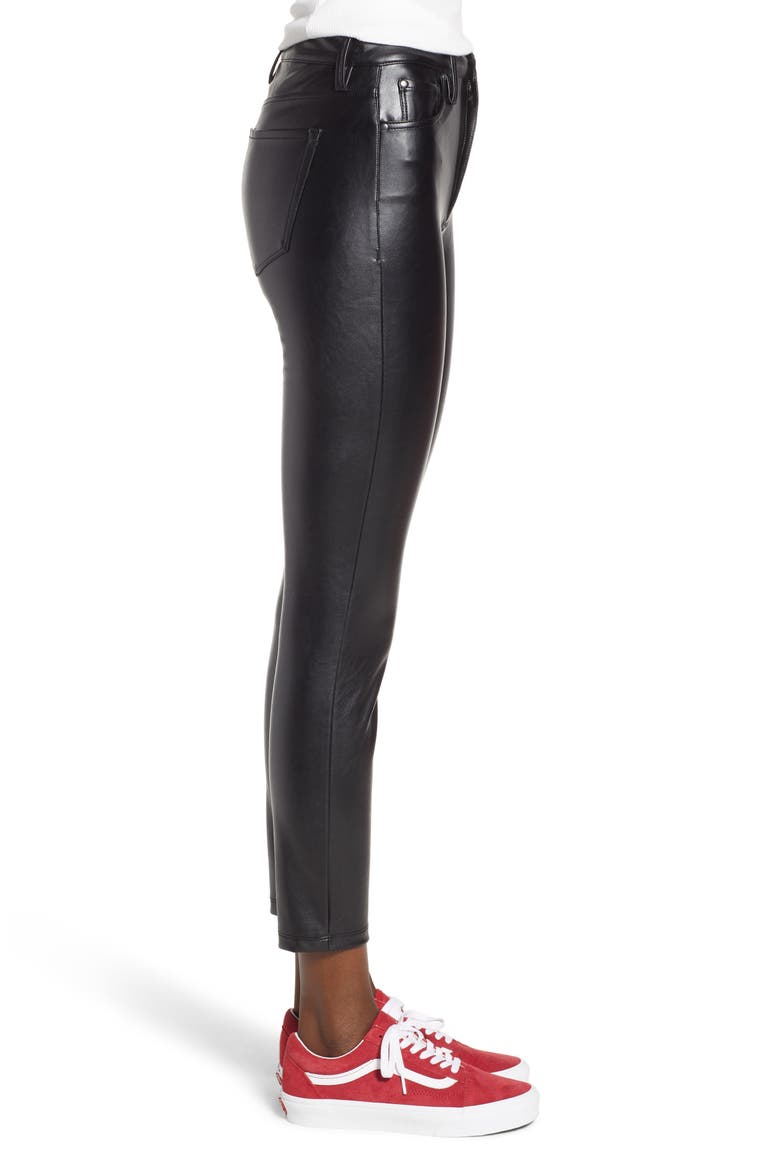 High Waist Faux Leather Skinny Pants, Alternate, color, BLACK