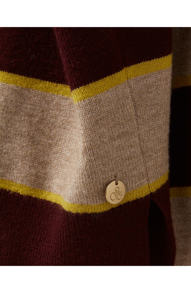 Scotch & Soda Stripe Crop Sweater, Alternate, color, Winetasting/ Heather Brown