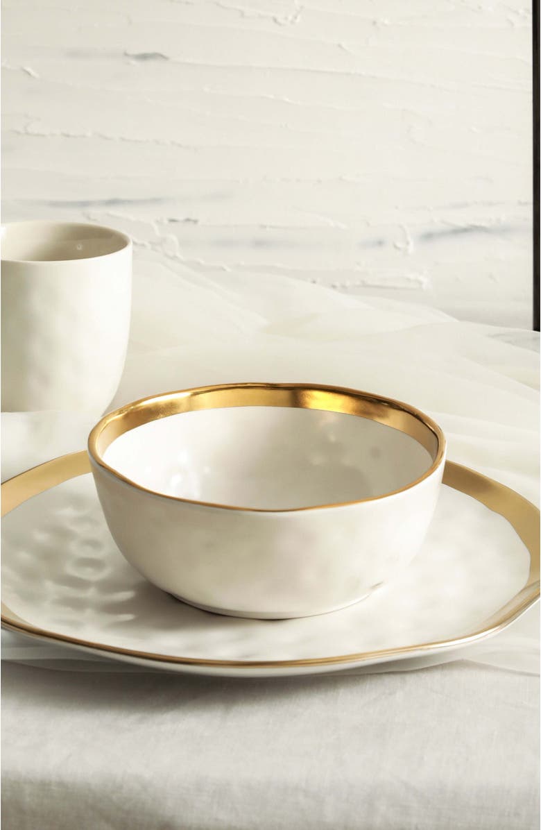 Stone Lain Florian Porcelain 16-Piece Dinnerware Set, Alternate, color, White