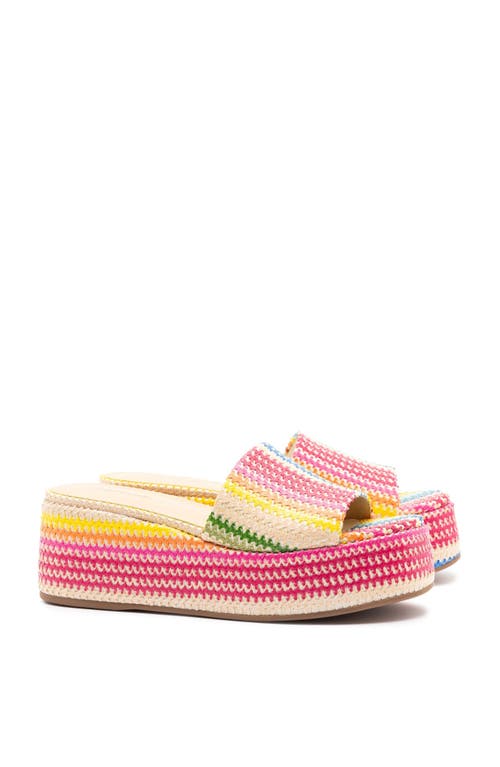 Larroude Larroudé Alex Flatform Mule In Rainbow Raffia