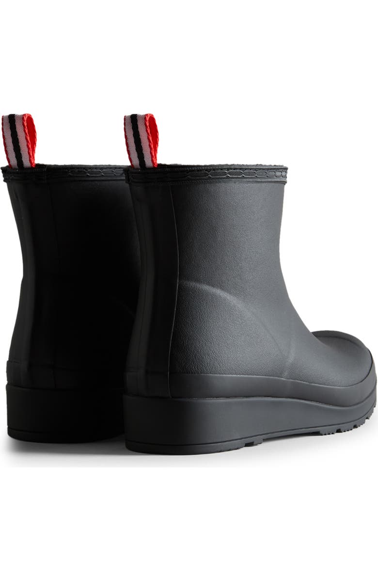 Hunter Play Short Faux Shearling Lined Waterproof Rain Boot, Alternate, color, Dark Black