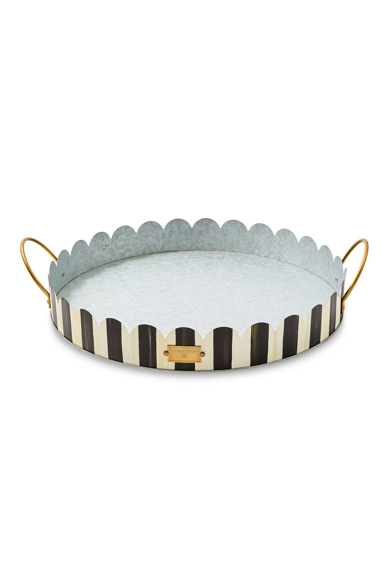 Courtly Stripe Set of 2 Serving Trays, Alternate, color, BLACK