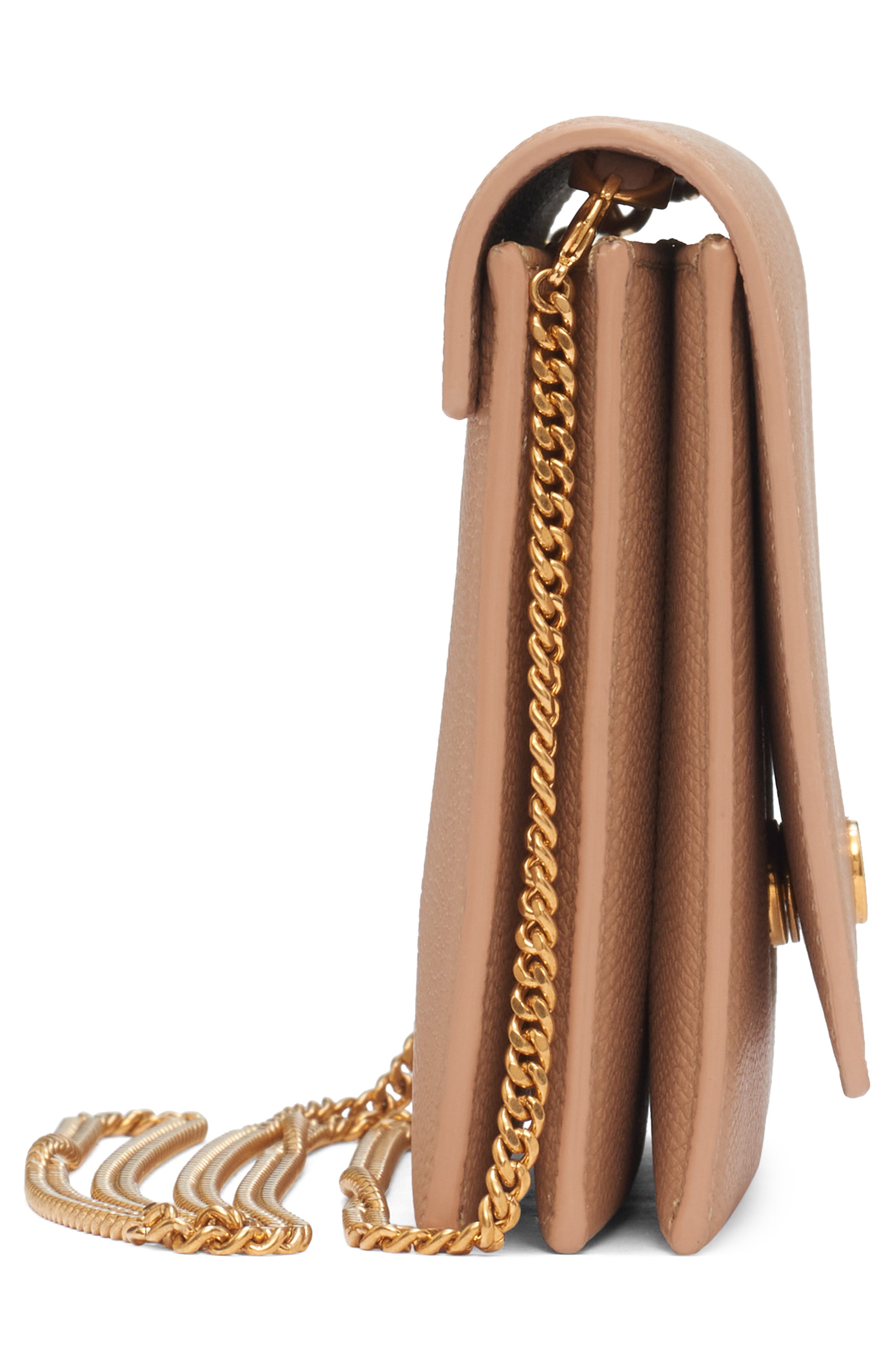 VLOGO Signature Leather Wallet on a Chain, Alternate, color, ROSE SAND